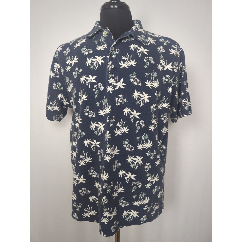 Polo Ralph Lauren Large Vintage Polo Shirt Navy Hawaiian Palm Tree Pineapples